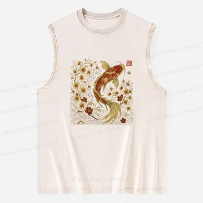 Tokyo-Tiger Vintage Sakura And Koi Washed Tank