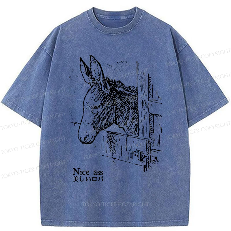 Tokyo-Tiger Funny Donkey Ass Washed T-Shirt