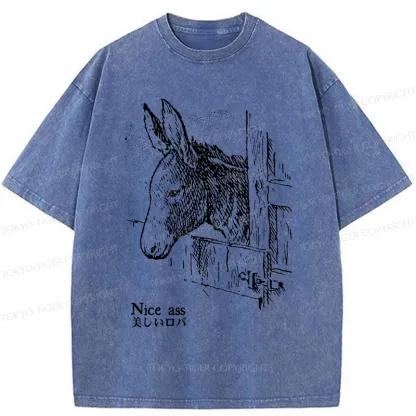 Tokyo-Tiger Funny Donkey Ass Washed T-Shirt