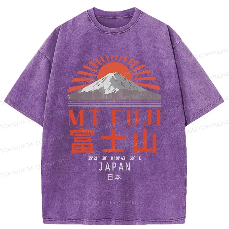 Tokyo-Tiger Retro Mount Fuji Washed T-Shirt