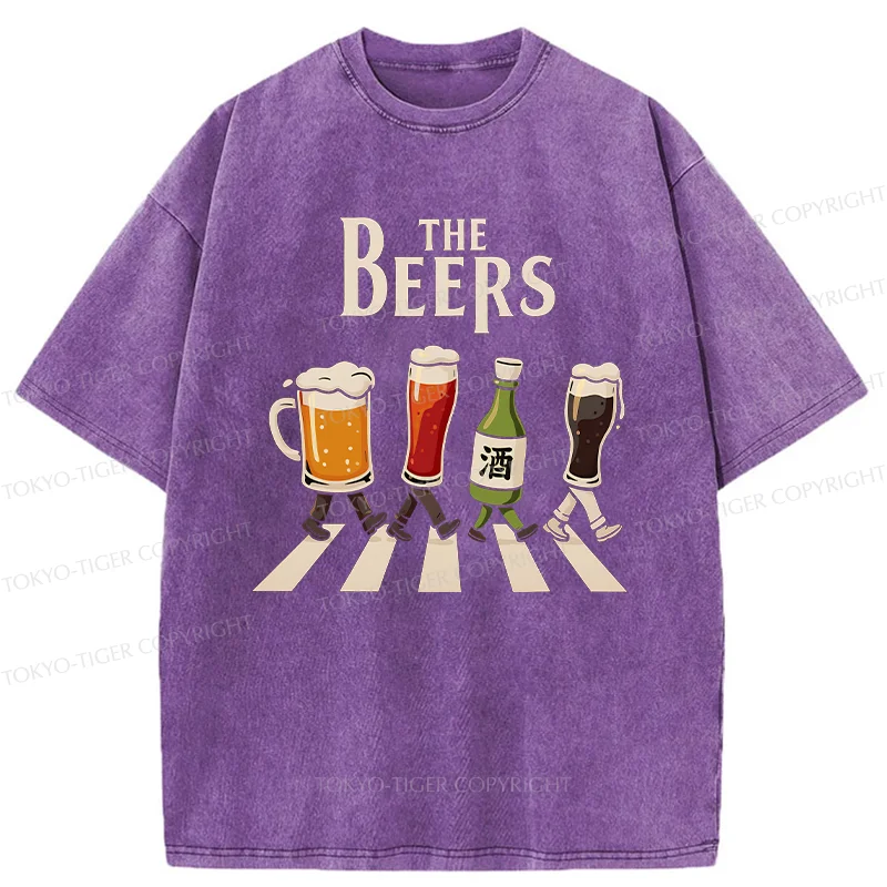Tokyo-Tiger Beer Crossing Sidewalk Washed T-Shirt
