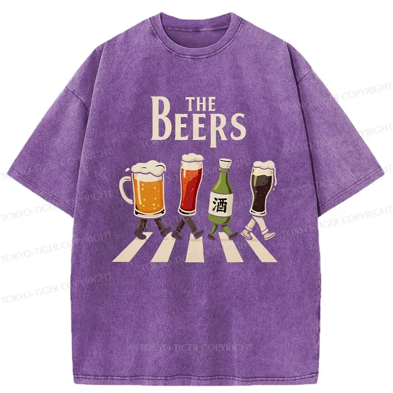 Tokyo-Tiger Beer Crossing Sidewalk Washed T-Shirt