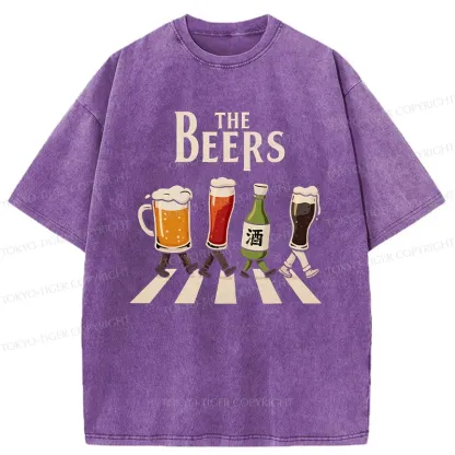 Tokyo-Tiger Beer Crossing Sidewalk Washed T-Shirt