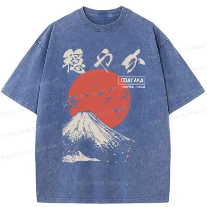 Tokyo-Tiger Japan Mount Fuji Retro Washed T-Shirt