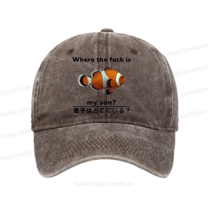 Tokyo-Tiger Fish Looking For Son Washed Cap