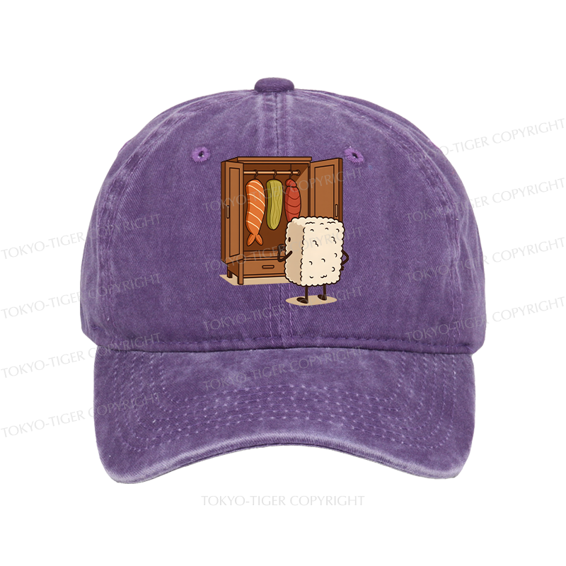 Tokyo-Tiger Sushi Pick Out Clothes Washed Cap