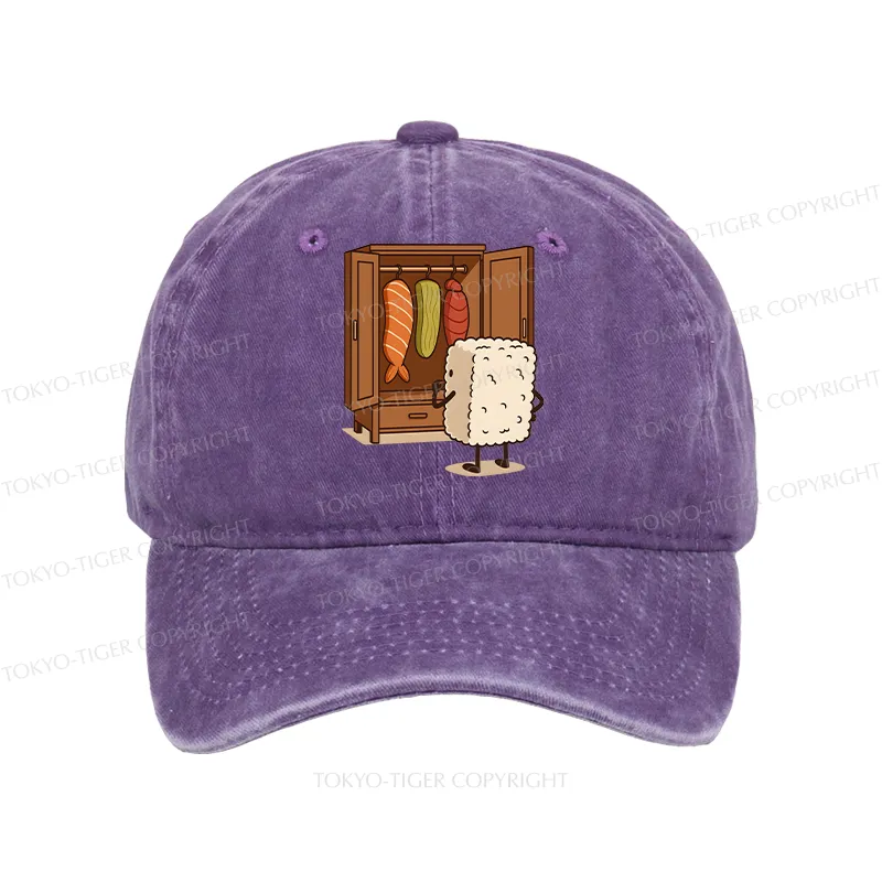 Tokyo-Tiger Sushi Pick Out Clothes Washed Cap