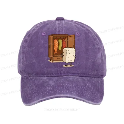Tokyo-Tiger Sushi Pick Out Clothes Washed Cap