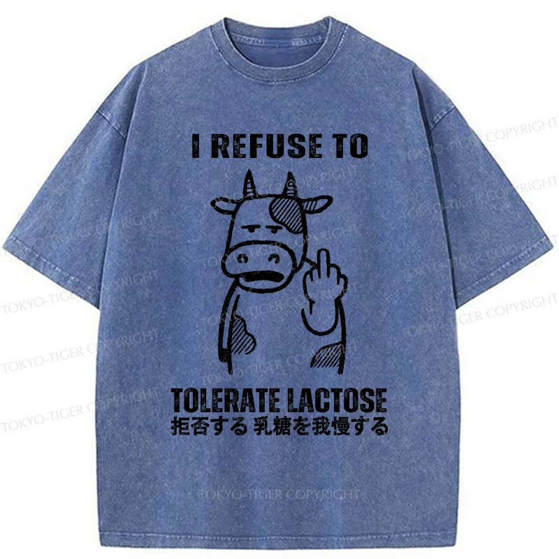 Tokyo-Tiger Intolerance To Lactose Washed T-Shirt