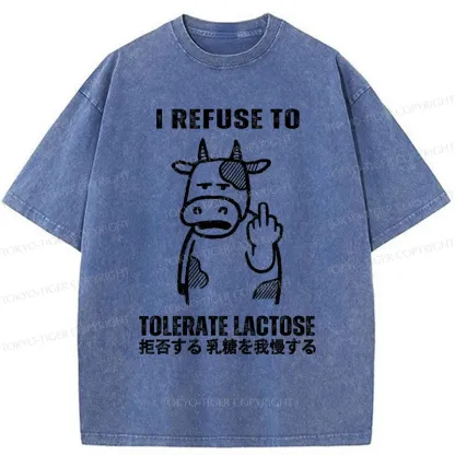 Tokyo-Tiger Intolerance To Lactose Washed T-Shirt