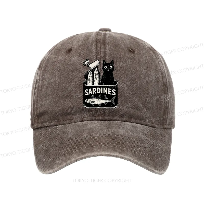 Tokyo-Tiger Cat And Canned Fish Washed Cap