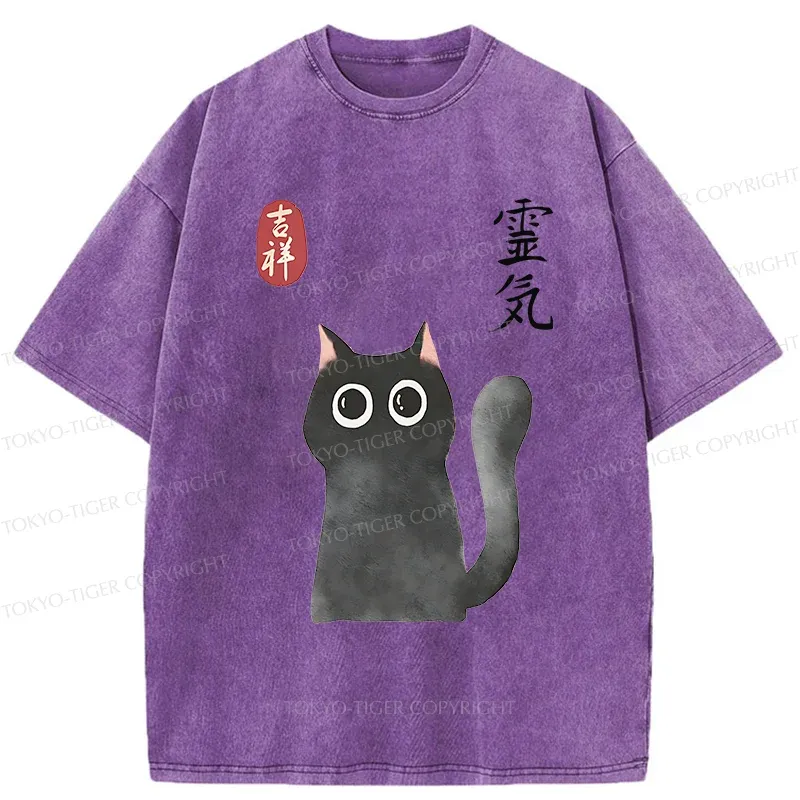 Tokyo-Tiger A Mystical Black Cat Me Washed T-Shirt