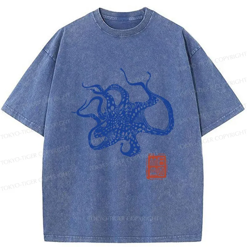 Tokyo-Tiger Deep Sea Octopus Washed T-Shirt