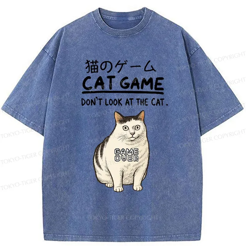 Tokyo-Tiger Don't Watch The Cat Challenge Washed T-Shirt