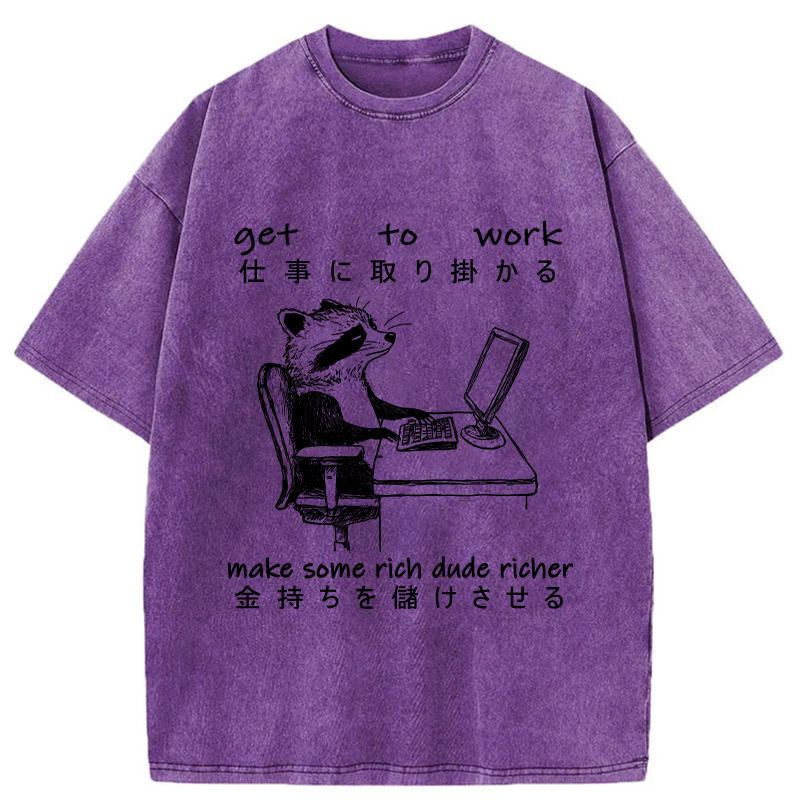 Tokyo-Tiger Raccoon Get To Work Washed T-Shirt
