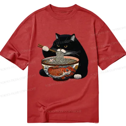 Tokyo-Tiger Fat Cat Eating Ramen Classic T-Shirt