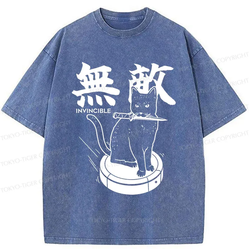 Tokyo-Tiger Invincible Cat Washed T-Shirt