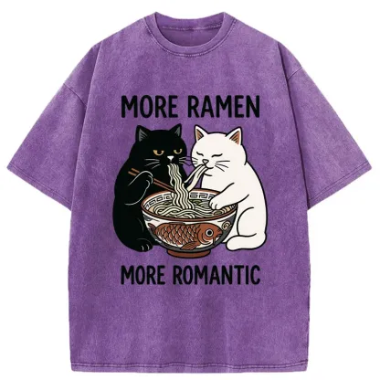 Tokyo-Tiger Two Cats Are Eating Ramen Washed T-Shirt