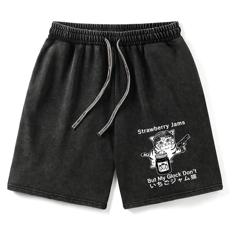 Tokyo-Tiger Strawberry Jam Cat Washed Shorts