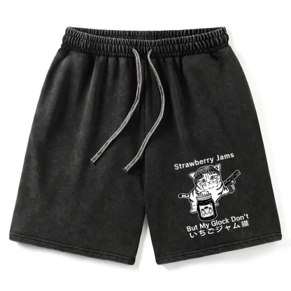 Tokyo-Tiger Strawberry Jam Cat Washed Shorts