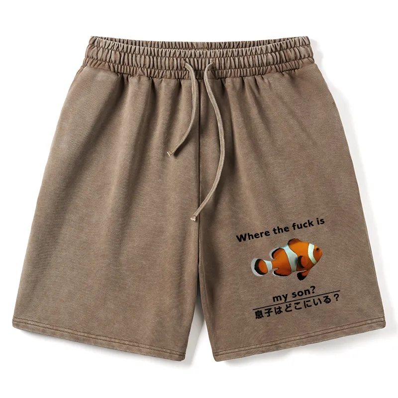 Tokyo-Tiger Fish Looking For Son Washed Shorts