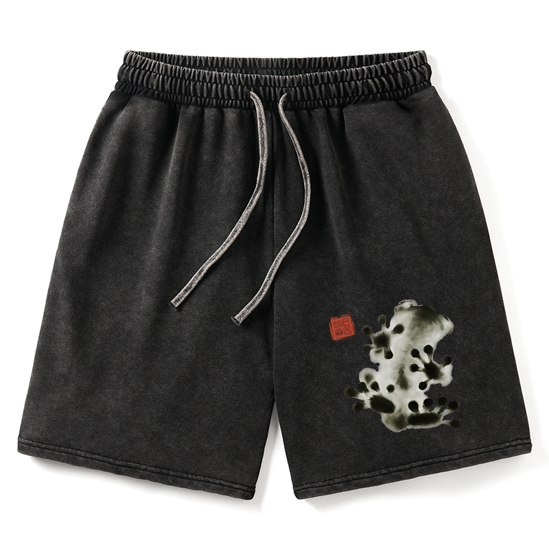 Tokyo-Tiger Ink Painting Frog Washed Shorts