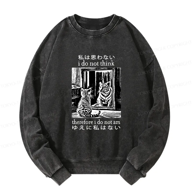 Tokyo-Tiger Thinking Cat Japanese Washed Sweatshirt