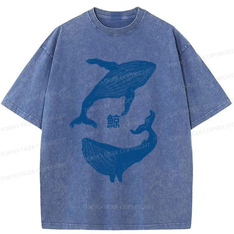 Tokyo-Tiger Japanese whale Washed T-Shirt
