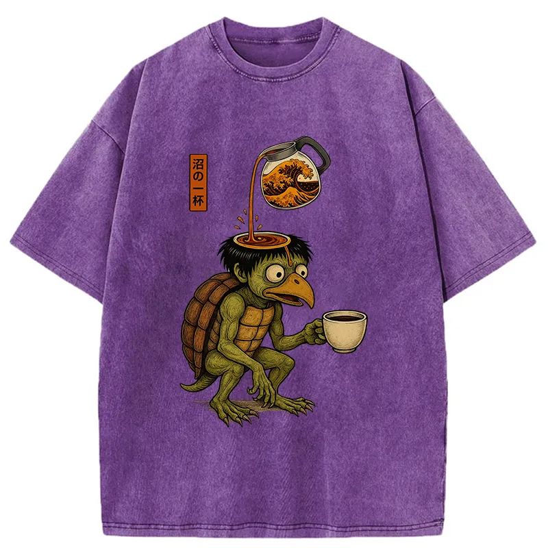 Tokyo-Tiger Japanese Cappa Yokai Coffee Washed T-Shirt