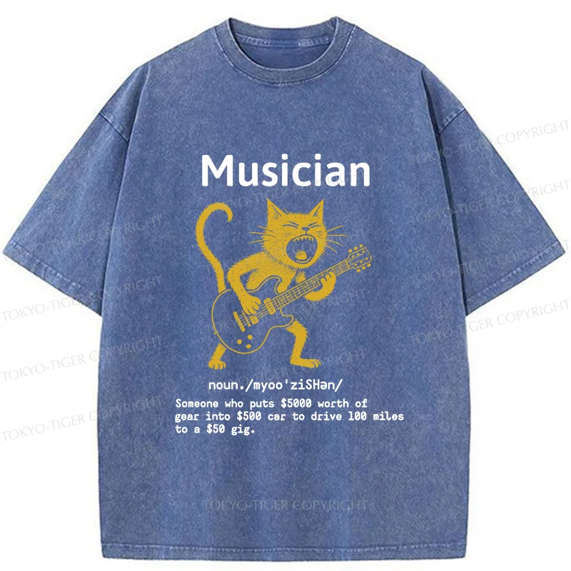 Tokyo-Tiger Miserable Musician Washed T-Shirt