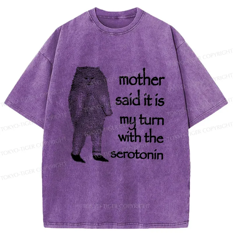 Tokyo-Tiger Cat Lacking Serotonin Washed T-Shirt