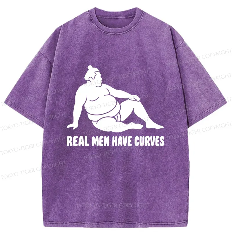 Tokyo-Tiger Funny Man Has Curves Washed T-Shirt
