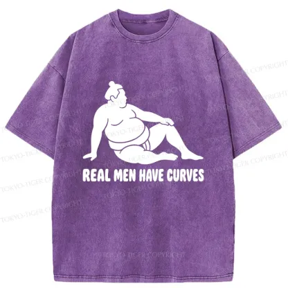 Tokyo-Tiger Funny Man Has Curves Washed T-Shirt