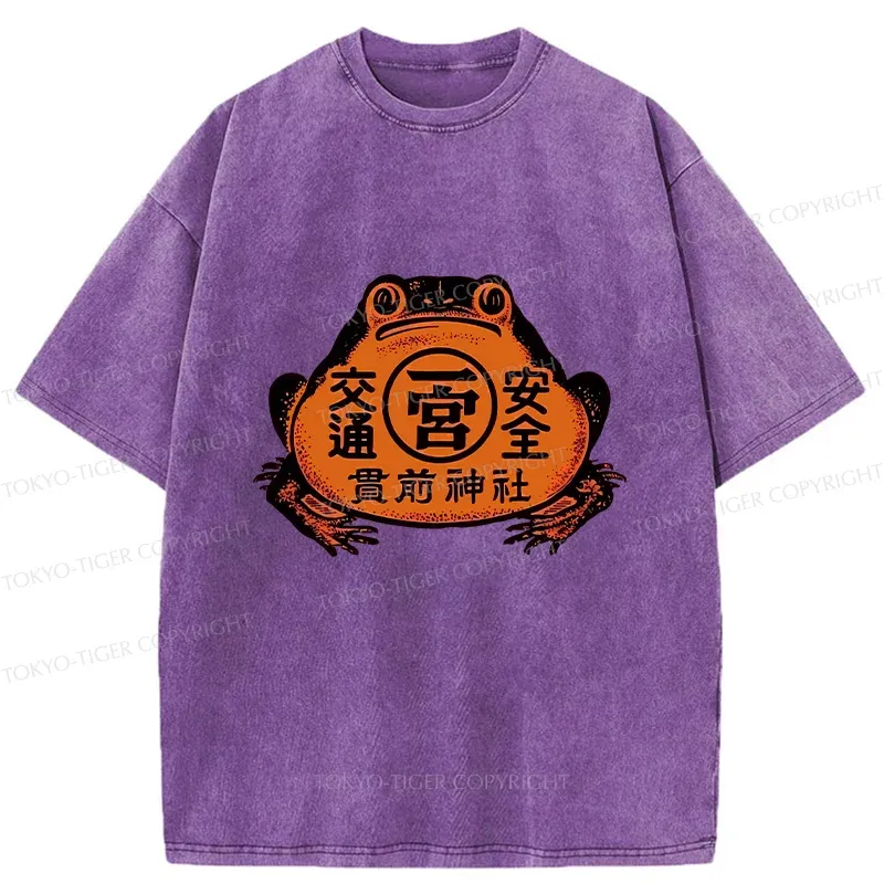 Tokyo-Tiger Retro Japanese Frog Washed T-Shirt