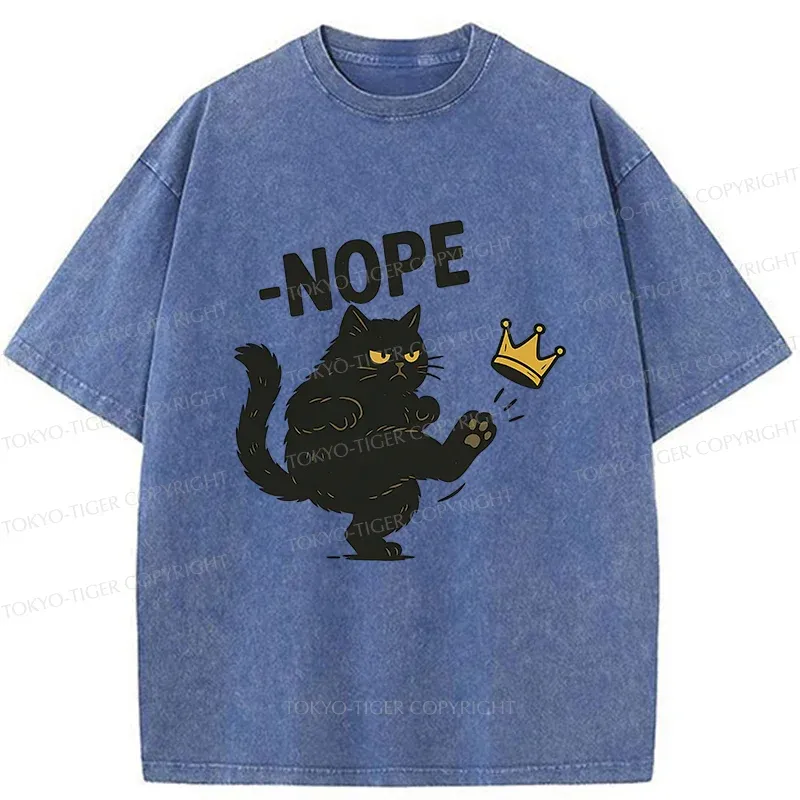 Tokyo-Tiger Cat Kicking The Crown Washed T-Shirt