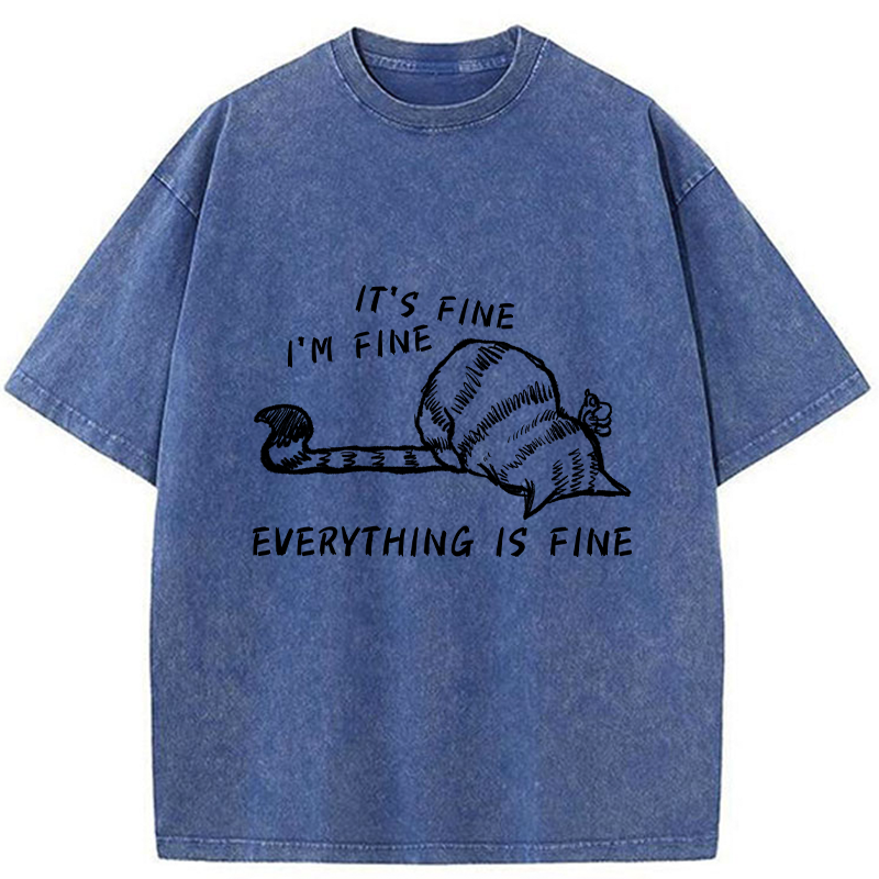 Tokyo-Tiger Everything Is Fine Washed T-Shirt