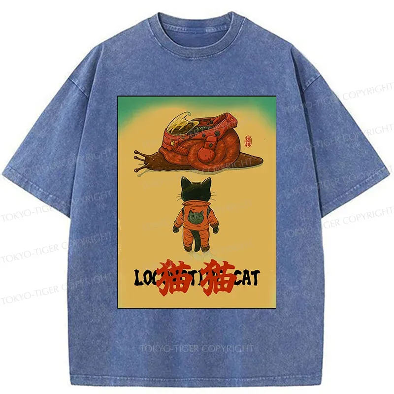 Tokyo-Tiger Locomotive Cat Washed T-Shirt
