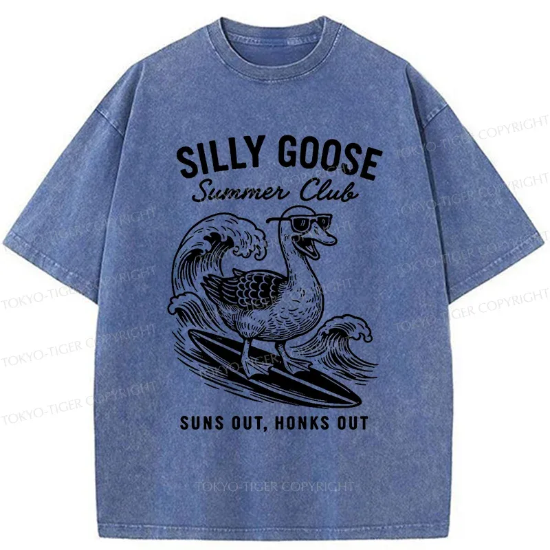 Tokyo-Tiger Stupid Goose Surfing Washed T-Shirt