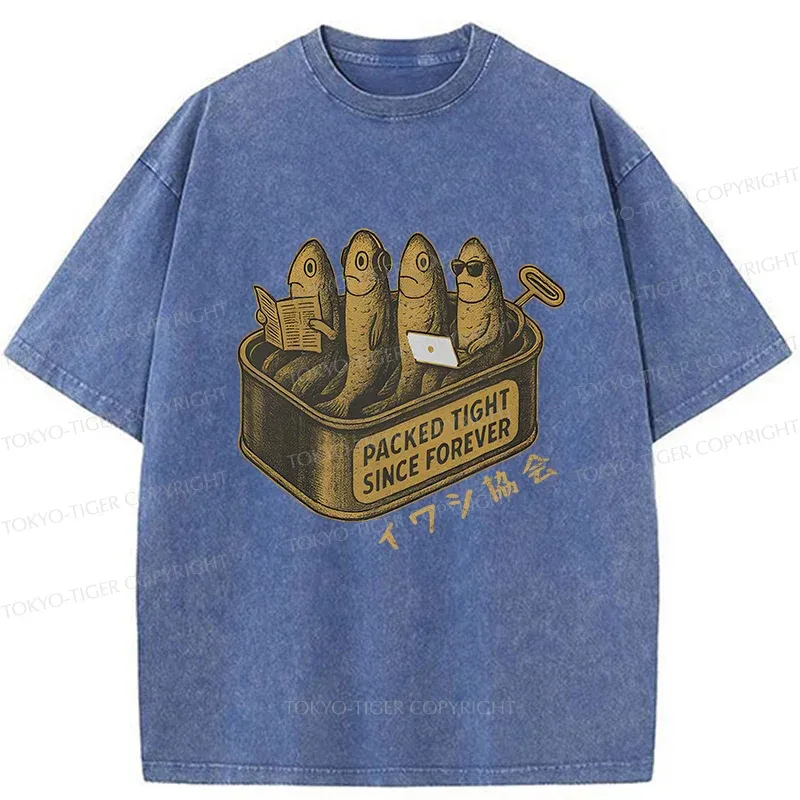 Tokyo-Tiger Sardines Office Worker Washed T-Shirt