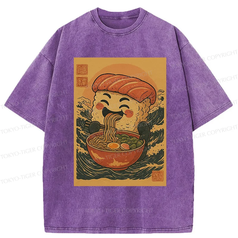 Tokyo-Tiger Sushi And Ramen Washed T-Shirt