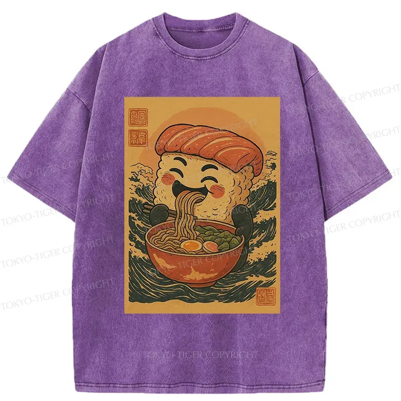 Tokyo-Tiger Sushi And Ramen Washed T-Shirt