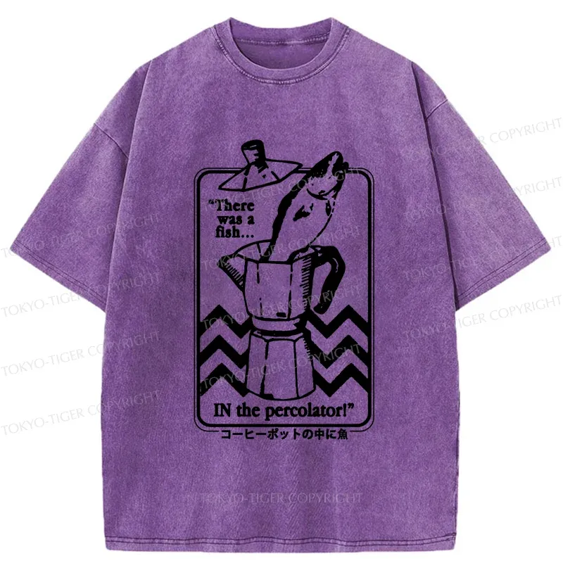 Tokyo-Tiger Fish In The Coffee Machine Washed T-Shirt