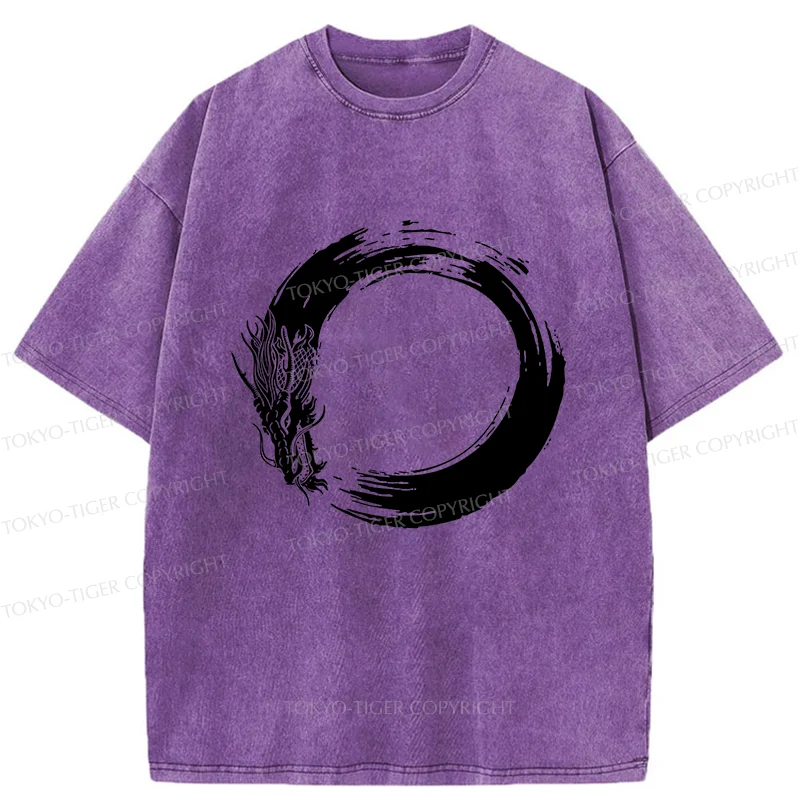 Tokyo-Tiger Dragon's Circle Washed T-Shirt