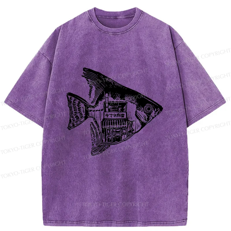 Tokyo-Tiger Grilled Fish Restaurant Washed T-Shirt
