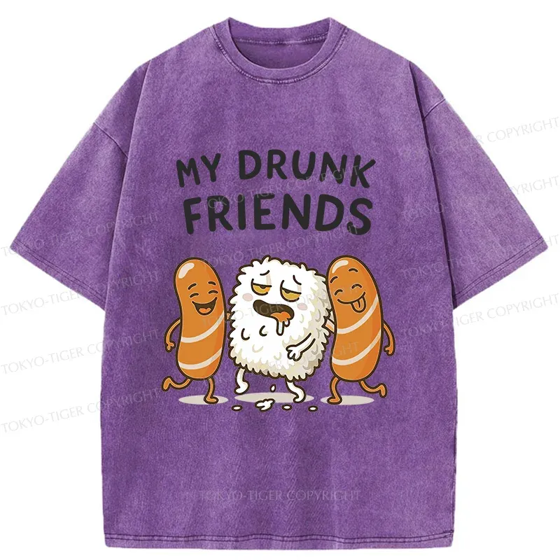 Tokyo-Tiger Drunk Sushi Washed T-Shirt