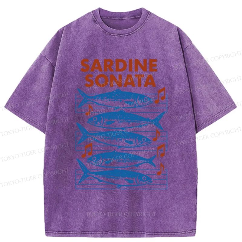 Tokyo-Tiger Sardines Sheet Music Washed T-Shirt