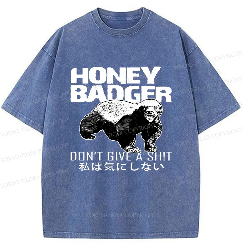 Tokyo-Tiger Honey Badger Funny Washed T-Shirt