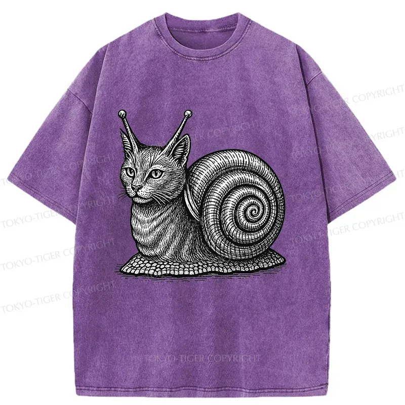 Tokyo-Tiger Snail Cat Washed T-Shirt