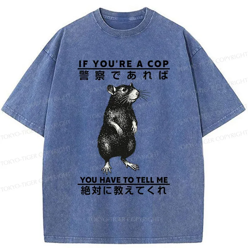 Tokyo-Tiger Funny Mouse Japan Washed T-Shirt