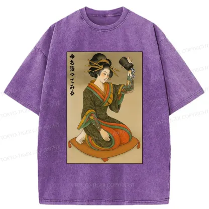 Tokyo-Tiger Geisha With Dice Washed T-Shirt